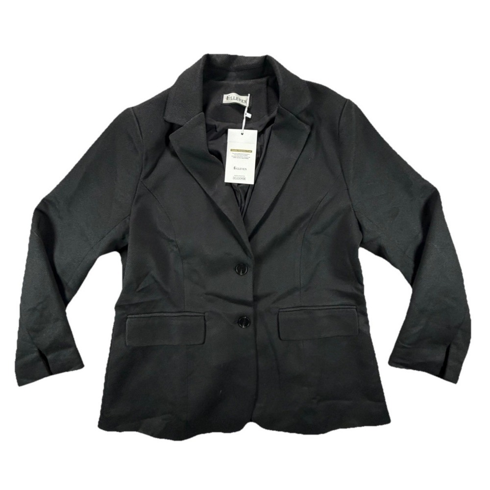 NWT Elleven Blazer Women's XL Black Single Breasted Career Jacket Button Closure